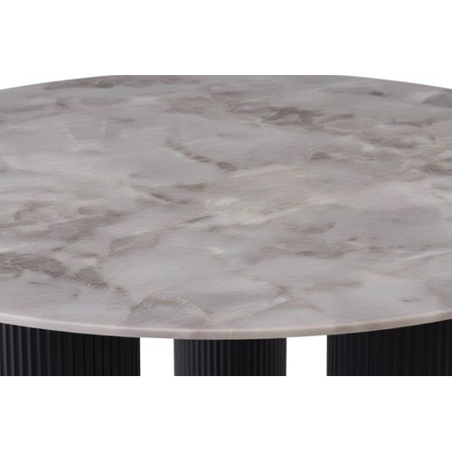 Table Repas Ronde Céramique Marbré Gris 120 Cm Pieds Noirs – Anais