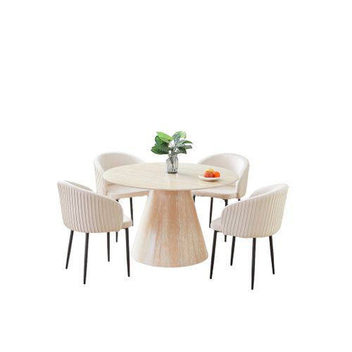 Table à Manger Ronde Céramique Effet Travertin D.120 Cm Rosalia