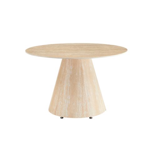 Table à Manger Ronde Céramique Effet Travertin D.120 Cm Rosalia