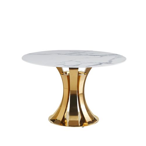 Table à Manger Ronde Judith – 120 Cm – Pied Gold Élégant