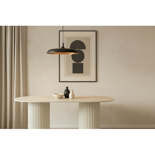 Table à Manger Céramique Travertin 180x90 Cm Pieds Beiges – Keysha