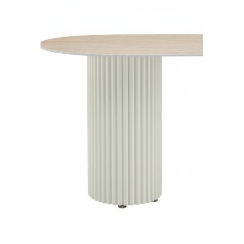 Table à Manger Céramique Travertin 180x90 Cm Pieds Beiges – Keysha