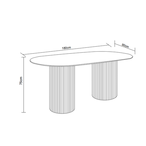 Table à Manger Céramique Travertin 180x90 Cm Pieds Beiges – Keysha
