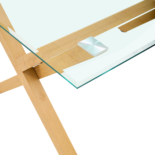 Table à Manger Ixe – 180x90 Cm – Bois XXL et Plateau Verre Transparent