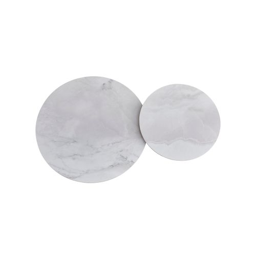Tables Basses Gigognes Polpo – Céramique Effet Marbre et Métal – 70x70x38 + 50x50x45 Cm Marbré Blanc