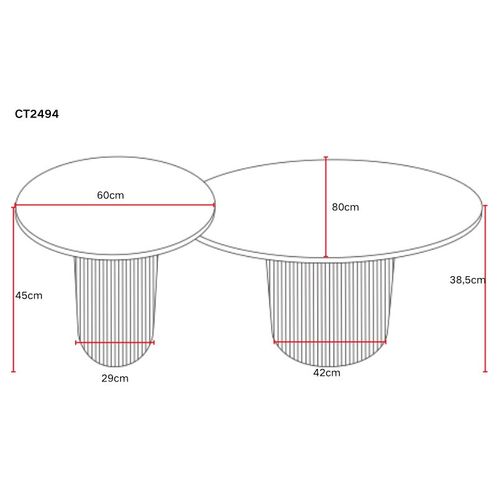 Tables Basses Gigognes Polpo – Céramique Effet Marbre et Métal – 70x70x38 + 50x50x45 Cm Marbré Blanc