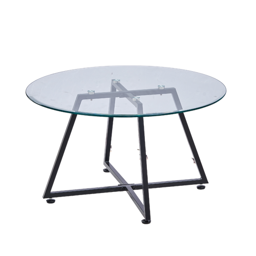 Table Basse Heloise Métal Et Plateau En Verre 80x45 Cm - Transparent