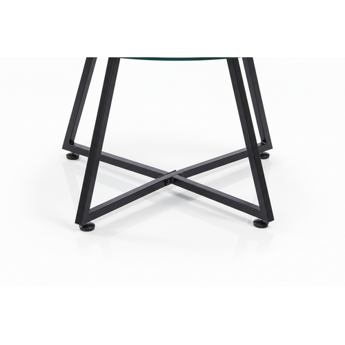 Table Basse Ronde Heloise Métal Noir Plateau Verre Trempé Transparent D80xh45cm