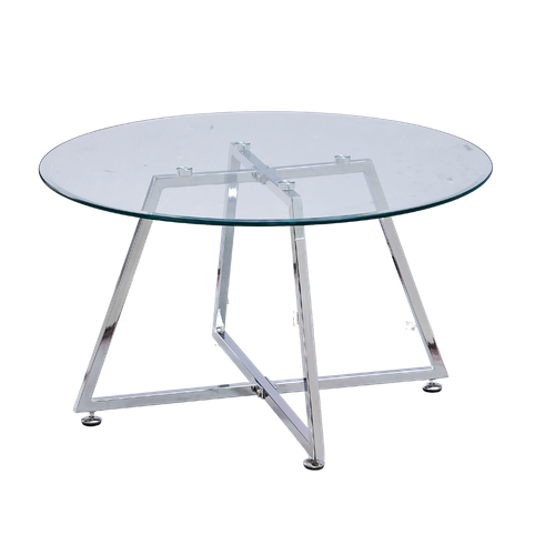 Table Basse Heloise Chrome Et Plateau En Verre 80x45 Cm - Transparent