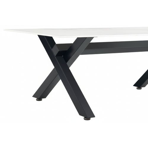 Table Basse Ixe Métal Chrome Plateau Verre Trempé Marbré Blanc 120x60x45cm