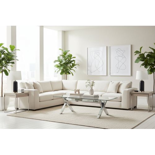 Table Basse Ixe Métal Chrome Plateau Verre Trempé Transparent 120x60x45cm