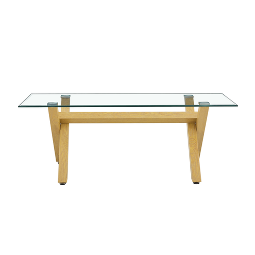 Table Basse Ixe Bois et Verre Transparent 120x60x45 Cm