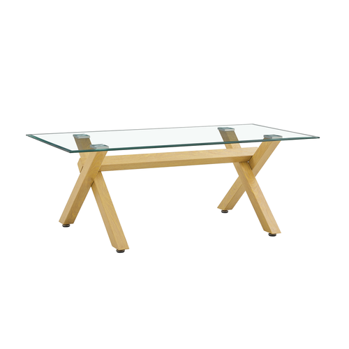Table Basse Ixe Bois et Verre Transparent 120x60x45 Cm