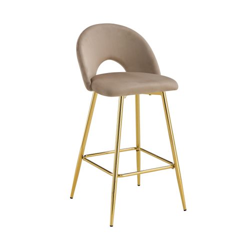 Lot De 2 Tabourets De Bar Teddy Pied Gold Velours