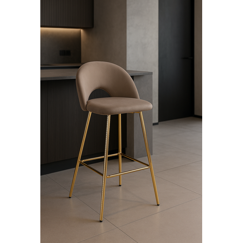 Lot De 2 Tabourets De Bar Teddy Pied Gold Velours