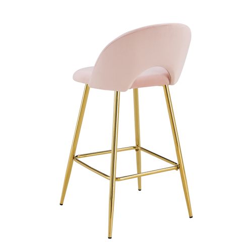 Lot De 2 Tabourets De Bar Teddy Pied Gold Velours