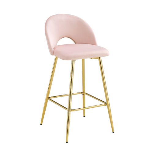 Lot De 2 Tabourets De Bar Teddy Pied Gold Velours