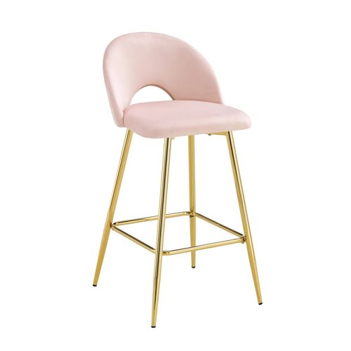 Lot De 2 Tabourets De Bar Teddy Pied Gold Velours