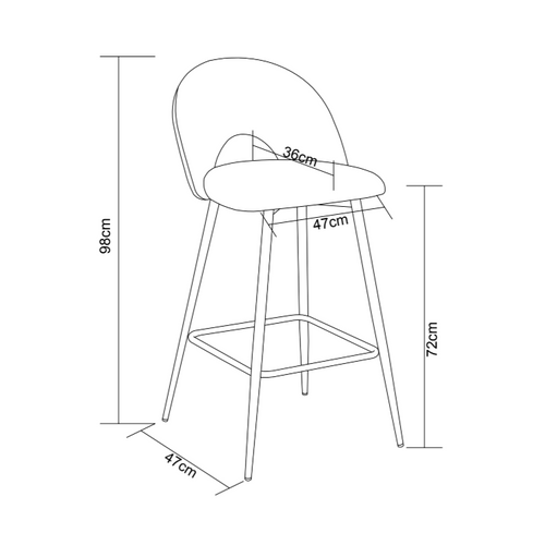 Lot De 2 Tabourets De Bar Teddy Pied Gold Velours