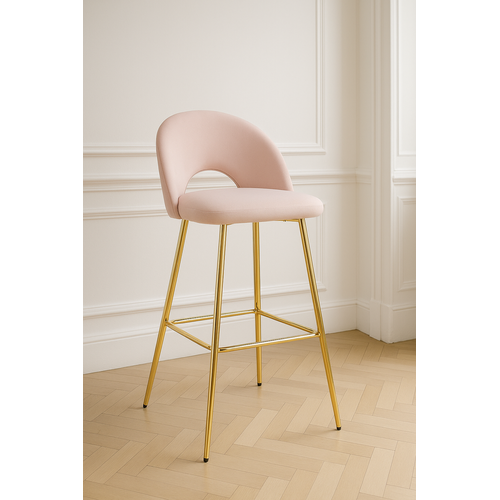 Lot De 2 Tabourets De Bar Teddy Pied Gold Velours