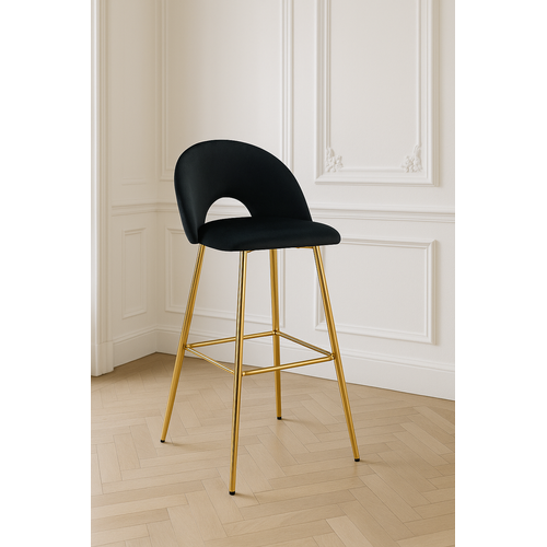 Lot De 2 Tabourets De Bar Teddy Pied Gold Velours