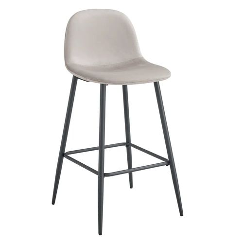 Lot De 2 Tabourets De Bar Scandinave Métal Noir Velours