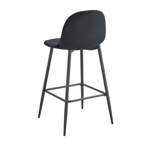 Lot De 2 Tabourets De Bar Scandinave Métal Noir Velours