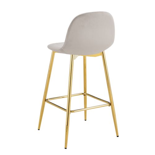 Lot De 2 Tabourets De Bar Scandinave Pied Gold Velours