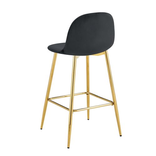 Lot De 2 Tabourets De Bar Scandinave Pied Gold Velours