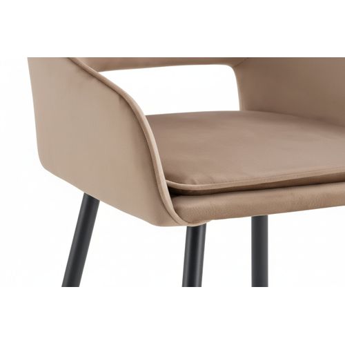 Lot 2 Tabourets De Bar Athena Velours Taupe Pieds Métal Noir 47x41x104cm