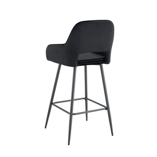 Lot 2 Tabourets De Bar Athena Velours Noir Pieds Métal Noir 47x41x104cm