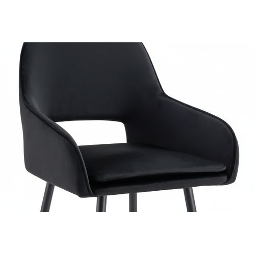 Lot 2 Tabourets De Bar Athena Velours Noir Pieds Métal Noir 47x41x104cm