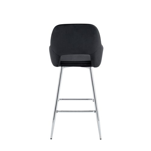 Lot De 2 Tabourets De Bar Athena Pied Chrome Velours