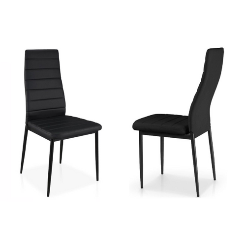 Lot De 2 Chaises Tolia Métal Noir Simili Cuir