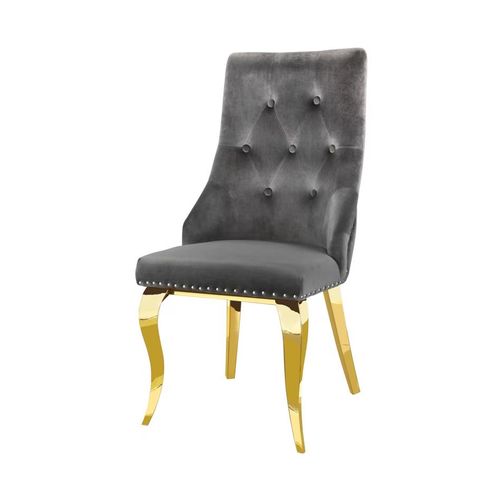 Lot De 2 Chaises Anneau Capitonnées Et Cloutées Gold Velours