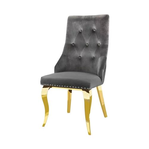 Lot De 2 Chaises Anneau Capitonnées Et Cloutées Gold Velours