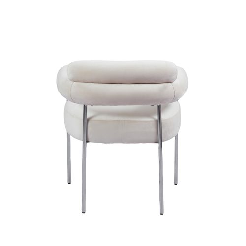 Lot De 2 Chaises Bulle Avec Accoudoirs Velours et Pieds Chrome 72x60x77 Cm