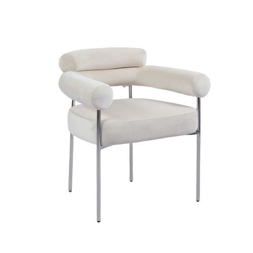 Lot De 2 Chaises Bulle Avec Accoudoirs Velours et Pieds Chrome 72x60x77 Cm