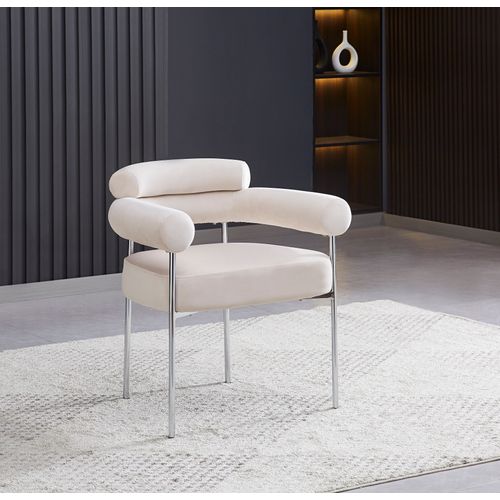 Lot De 2 Chaises Bulle Avec Accoudoirs Velours et Pieds Chrome 72x60x77 Cm