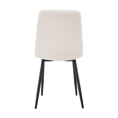 Lot De 4 Chaise Elisa Velours et Pieds Métal Noir 42x55x87 Cm