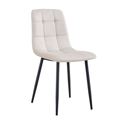 Lot De 4 Chaise Elisa Velours et Pieds Métal Noir 42x55x87 Cm