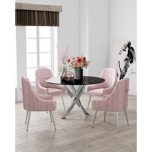 Lot De 2 Chaises Luxury En Velours et Pieds Chrome