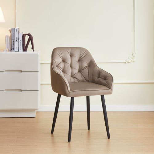 Lot De 2 Chaises Jade Métal Noir Avec Accoudoirs En Velours 53,5x53x84 Cm