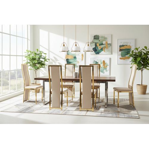 Lot De 6 Chaises Velours Beige Structure Gold – Dana