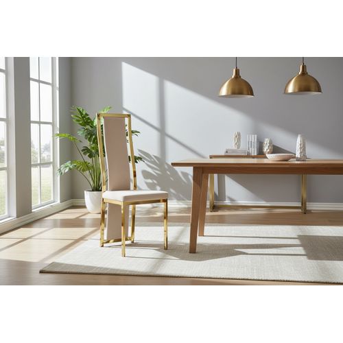 Lot De 6 Chaises Velours Beige Structure Gold – Dana