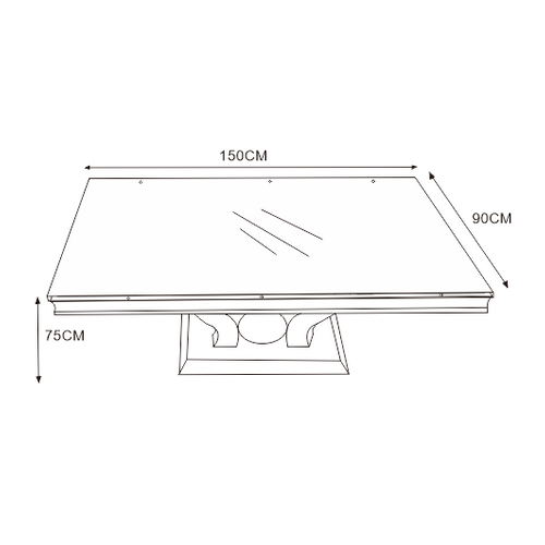 Table à Manger Verre Marbré Blanc Pied Métal Chrome 150x90 Cm Trofy