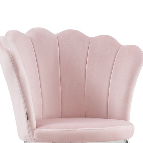 Lot De 2 Chaises Nymphea Pieds Chrome Assise Velours Rose
