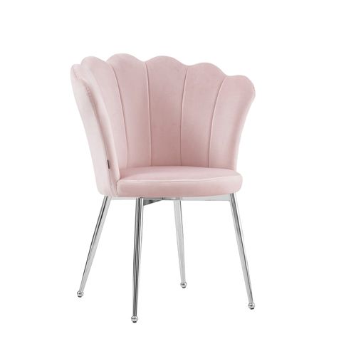 Lot De 2 Chaises Nymphea Pieds Chrome Assise Velours Rose