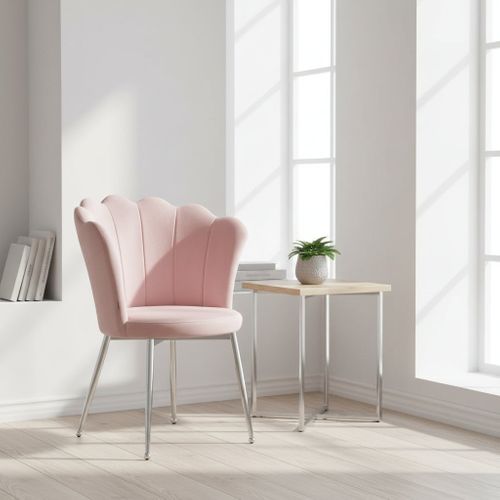 Lot De 2 Chaises Nymphea Pieds Chrome Assise Velours Rose