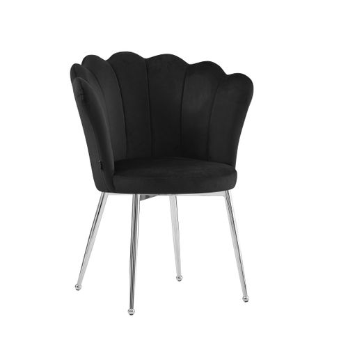 Lot De 2 Chaises Nymphea Pieds Chrome Assise Velours Noir